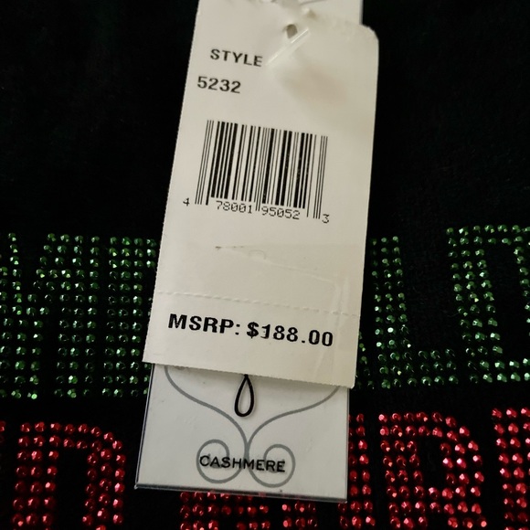 Emeralds, & Rubies & Diamonds ooh boy 100% Cashmere Sweater by Aqua NWT $188 - Picture 4 of 7